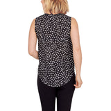 Emaline Womens Essentials V-Neck Polka Dot Sleeveless Blouse