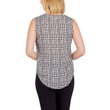 Emaline Womens Essentials Brushstroke Check Sleeveless Plaid Blouse
