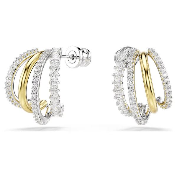 Swarovski Hyperbola Hoop Earrings - Mixed Cuts, White, Mixed Metal Finish