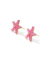 Kendra Scott Parker Starfish Gold Stud Earrings - Bright Pink Mother Of Pearl
