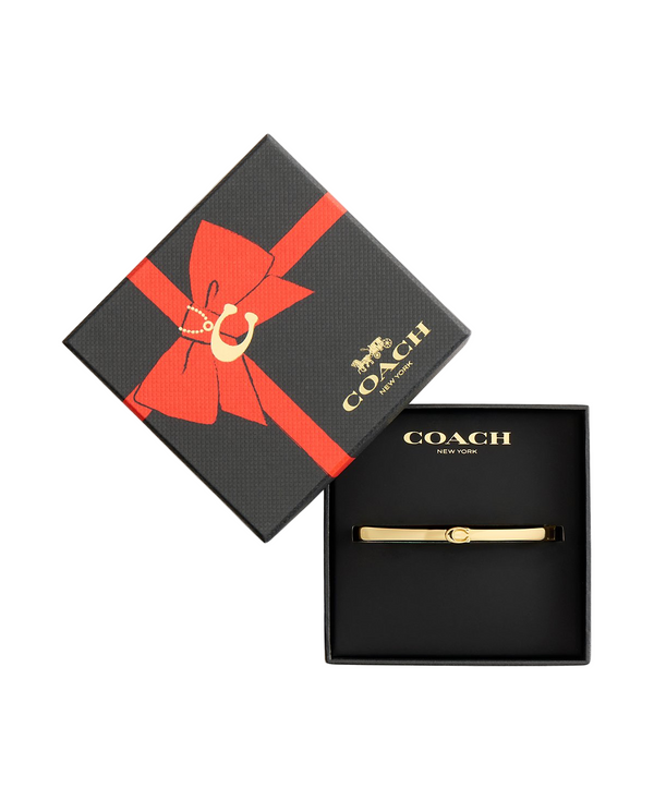 COACH Gold Minimal C Hinged Bangle Bracelet