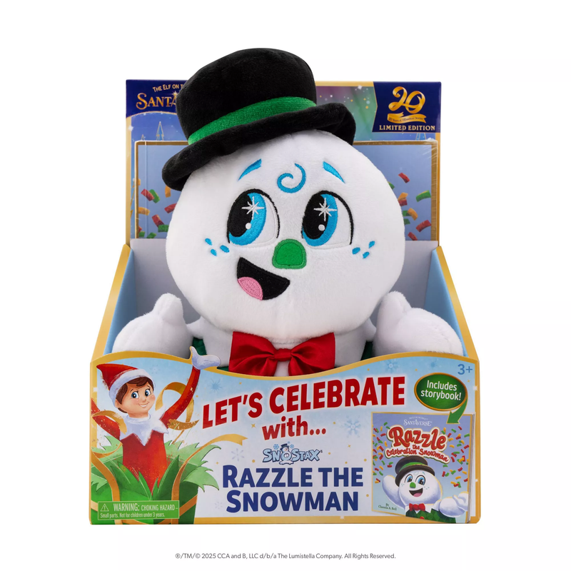 The Elf on the Shelf SnoStax Razzle the Snowman Plush & Book 20th Anniversary Edition