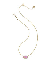 Kendra Scott Pink Opalescent Elisa Pave Frame Short Pendant Necklace - Gold Plated