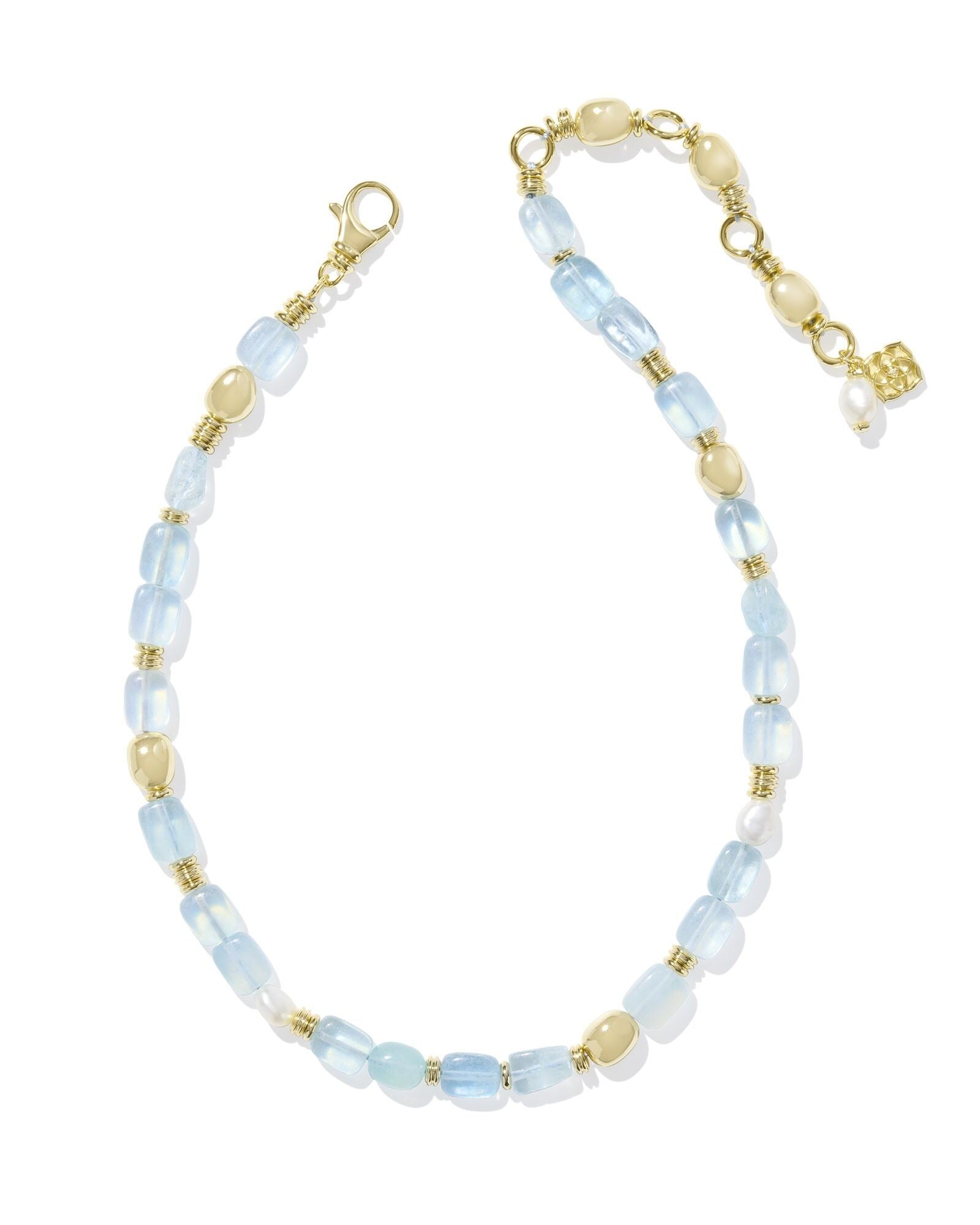 Kendra Scott Melody Beaded Strand Necklace - Gold Aquamarine