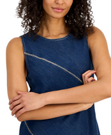 Nautica Womens Asymmetrical Denim Midi Dress