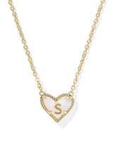 Kendra Scott Heart Letter S Gold Ivory Mother of Pearl Short Pendant Necklace