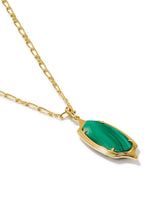 Kendra Scott Dani Stepped Frame Gold Long Pendant Necklace - Malachite