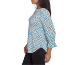 Ruby Rd. Womens Foulard Tile Dew Drop Knit Long Sleeve Top