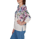 Alfred Dunner Womens Falling Roses Knit Top