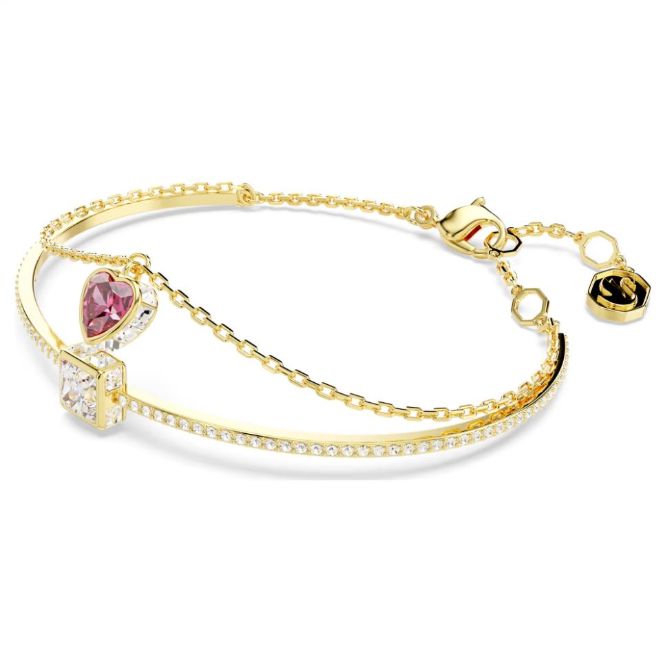 Swarovski Chroma Bangel Bracelet - Heart, Red, Gold-tone plated