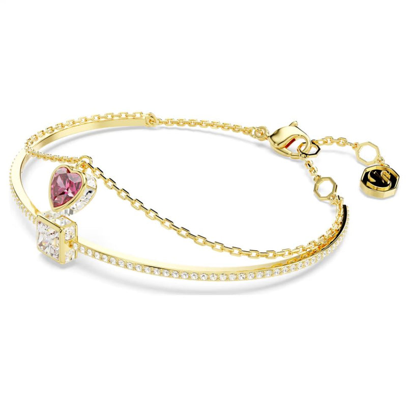 Swarovski Chroma Bangel Bracelet - Heart, Red, Gold-tone plated