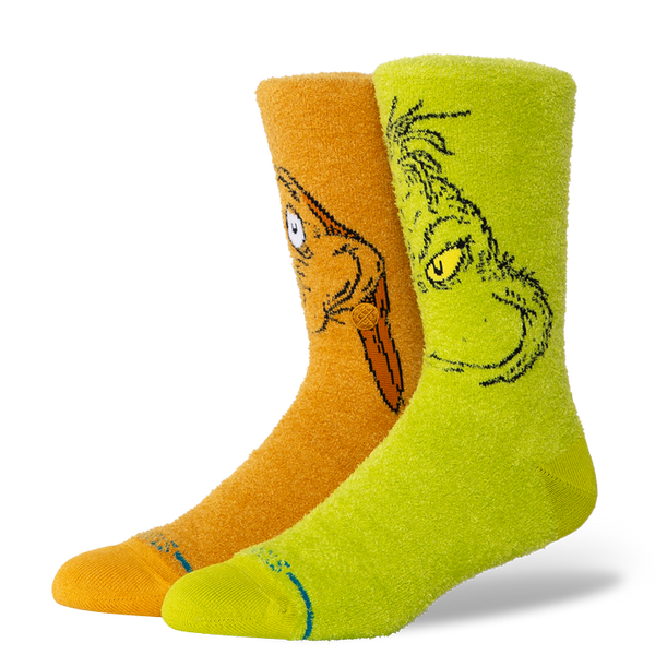 Stance Mens The Grinch X Stance Fuzzy Crew Socks