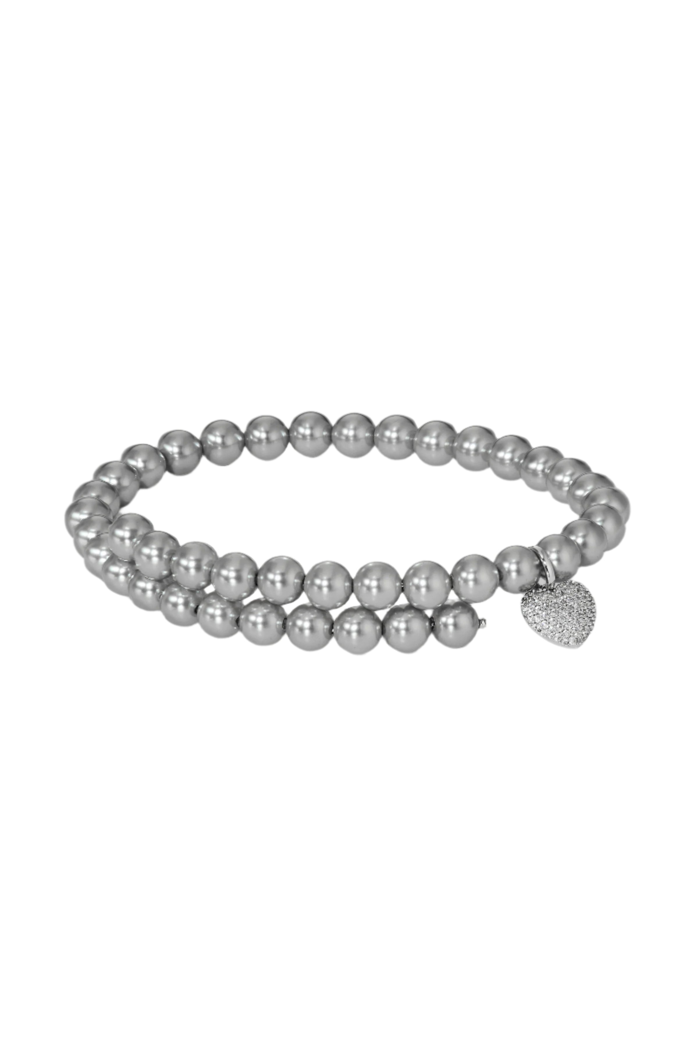 Nadri Poppy 6mm Gray Double Wrap Bracelet