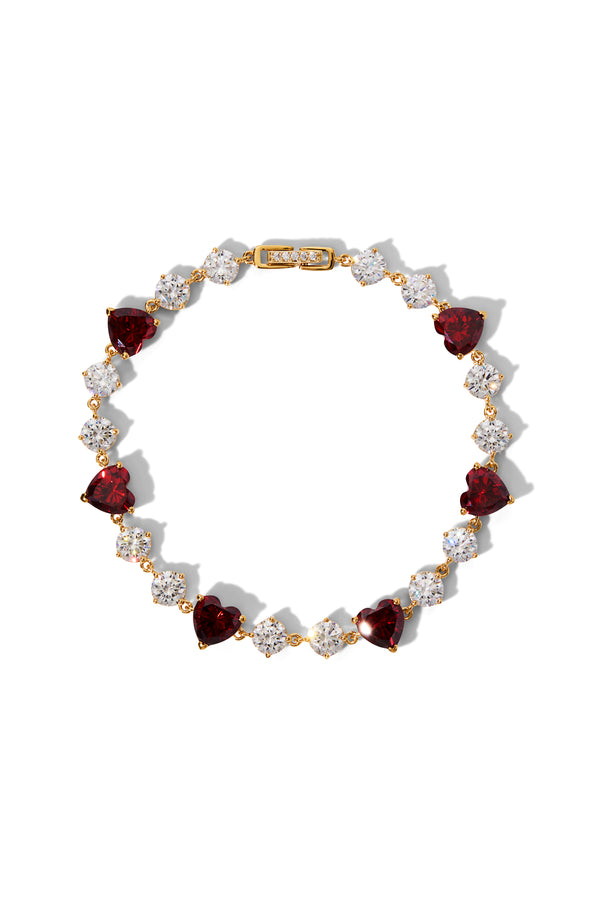 Nadri Le Bisou Red Heart Line Bracelet
