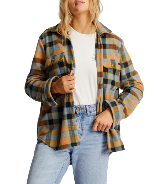 Billabong Womens Forge Fleece Button Up Flannel Shirt Jacket