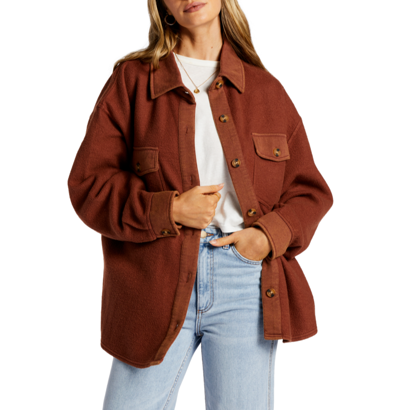 Billabong Womens Anytime Shacket Oversized Button-Through Jacket