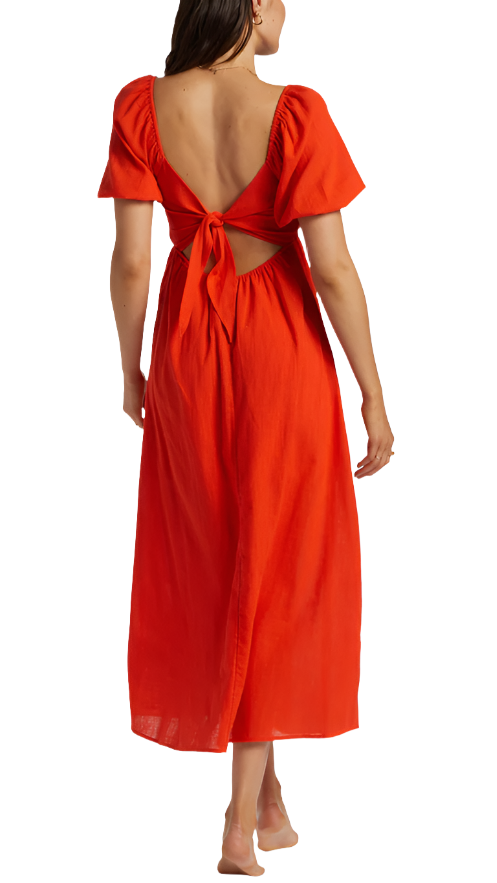 Billabong Womens Love Fade Puff Sleeve Maxi Dress ShopCGX Billabong Womens Love Fade Puff Sleeve Maxi Dress ShopCGX