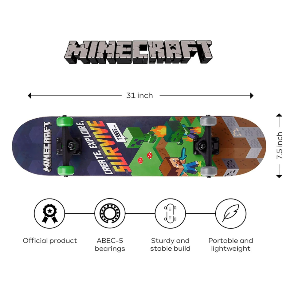 Skateboard En Érable 9 Plis Minecraft 78,7 Cm - Cruising, Sculpture, Figures Et Descente