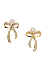 Nadri Eros Small Bow & Pearl Earrings