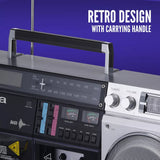 aiwa Retro Boombox CD Player with Cassette Recording, Bluetooth 5.0 Dual 40W Speakers