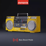 aiwa Retro Boombox CD Player with Cassette Recording, Bluetooth 5.0 Dual 40W Speakers