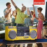 aiwa Retro Boombox CD Player with Cassette Recording, Bluetooth 5.0 Dual 40W Speakers