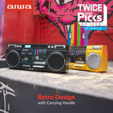 aiwa Retro Boombox CD Player with Cassette Recording, Bluetooth 5.0 Dual 40W Speakers