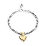 UNOde50 Two-Toned Thick Chain Heart Charm Bracelet - Medium