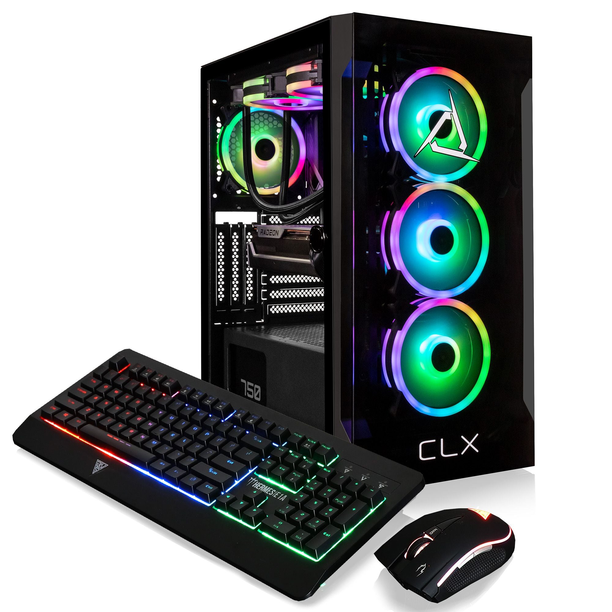 CLX SET Gaming Desktop - Liquid Cooled AMD Ryzen 7 7700X 4.5GHz 8-Core Processor, 32GB DDR5 Memory, Radeon RX 7600 8GB GDDR6 Graphics, 1TB SSD, 4TB HDD, WiFi, Windows 11 Home 64-bit