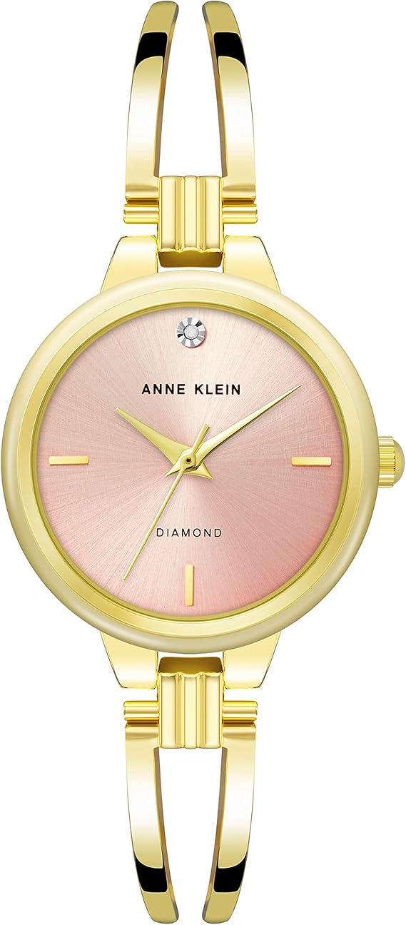 Anne Klein Womens Genuine Diamond Dial Open Bangle Watch