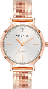 Anne Klein Womens Genuine Diamond Dial Mesh Bracelet Watch