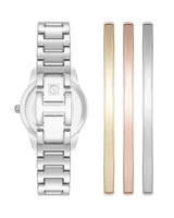 Anne Klein Womens Silver-Tone Watch & Tri-Tone Bracelet Set - 3-Piece