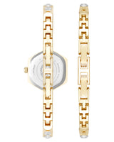 Anne Klein Womens Hexagon Gold Watch & Bracelet Set