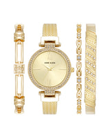 Anne Klein Womens Gold Watch & Bracelet Set - 4-Piece