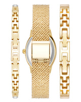 Anne Klein Womens Gold-Tone Green Oval Dial Watch & Bracelet Set - 3-Piece