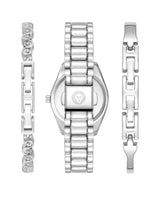 Anne Klein Womens Silver-Tone Pink Dial Watch & Bracelet Set - 3-Piece