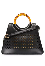 Anne Klein Two For One Perforated Mini Satchel Handbag with Chain