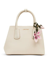Anne Klein Bonded Satchel Handbag with Floral Charm