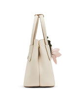 Anne Klein Bonded Satchel Handbag with Floral Charm