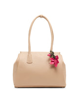 Anne Klein Bonded Tote Handbag with Floral Charm