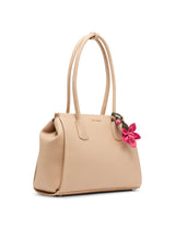 Anne Klein Bonded Tote Handbag with Floral Charm