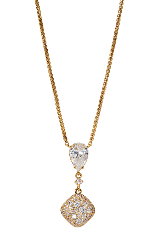 Nadri Crushed Pave Cushion Drop Necklace