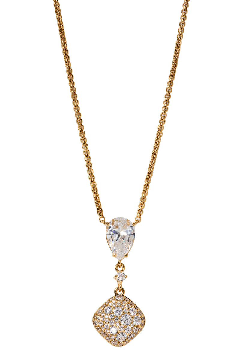 Nadri Crushed Pave Cushion Drop Necklace