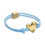 UNOde50 Blue Elastic Thread Gold Heart Charm Bracelet - Medium