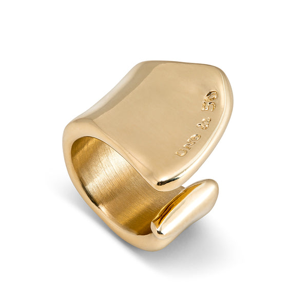 UNOde50 The Crevice Gold-Plated Split Ring - Size 7.5