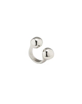 UNOde50 Silver-Plated Open Ring With Two Beads - Size 7.5