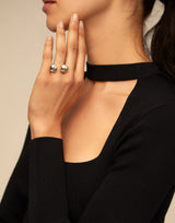 UNOde50 Silver-Plated Open Ring With Two Beads - Size 7.5