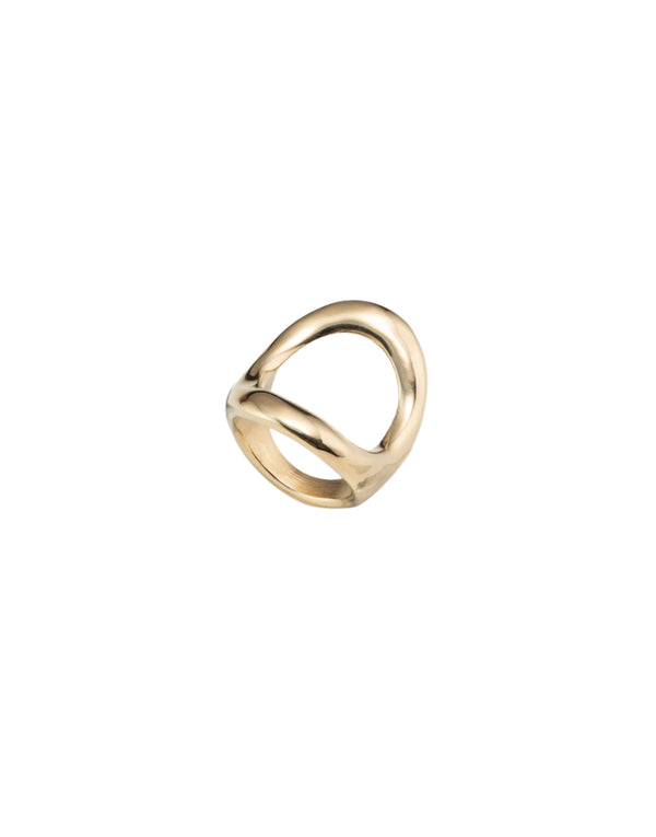 UNOde50 Grateful Gold-Plated Central Oval Ring - Size 8.5