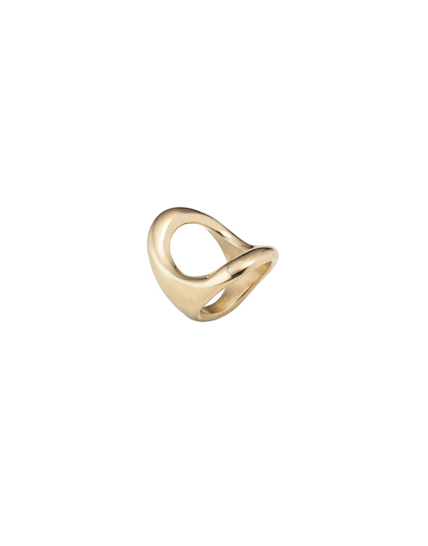 UNOde50 Grateful Gold-Plated Large Central Oval Ring - Size 8.5