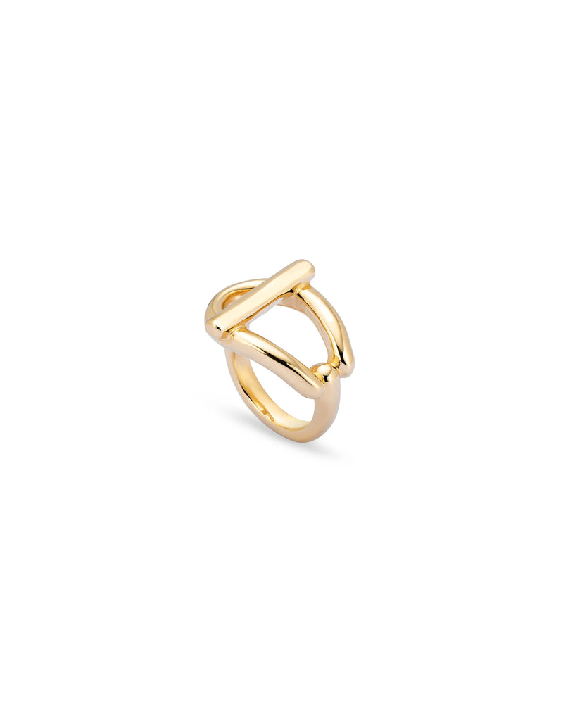 UNOde50 Youthful Gold-Plated Link Shaped Ring - Size 8.5